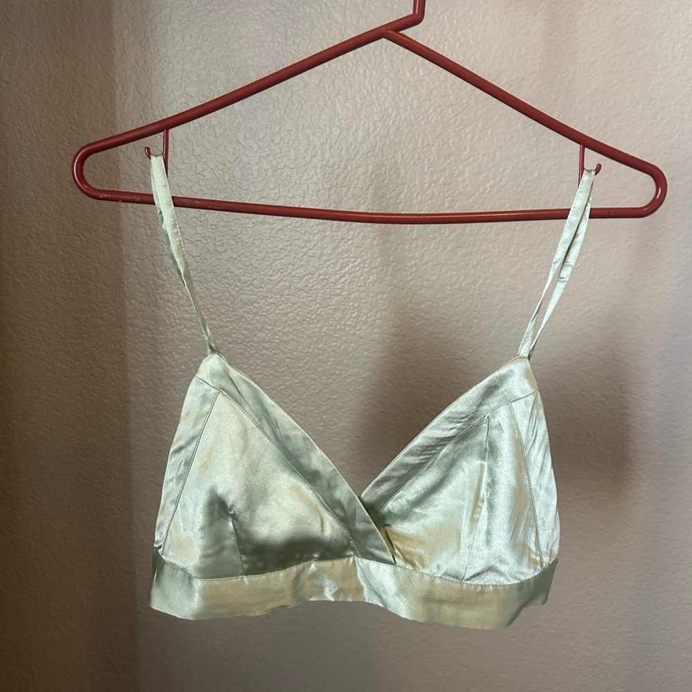 Satin Bralette in Light Green